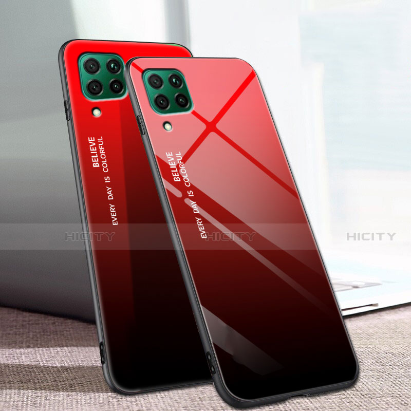 Carcasa Bumper Funda Silicona Espejo Gradiente Arco iris para Huawei Nova 6 SE Rojo
