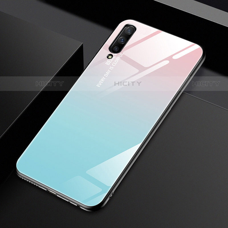Carcasa Bumper Funda Silicona Espejo Gradiente Arco iris para Huawei P Smart Pro (2019) Cian