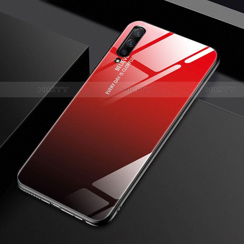 Carcasa Bumper Funda Silicona Espejo Gradiente Arco iris para Huawei P Smart Pro (2019) Rojo