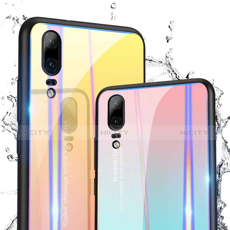 Carcasa Bumper Funda Silicona Espejo Gradiente Arco iris para Huawei P20