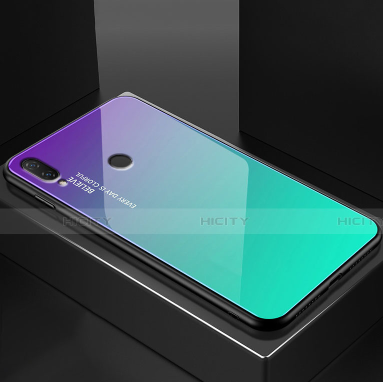 Carcasa Bumper Funda Silicona Espejo Gradiente Arco iris para Huawei P20 Lite Verde