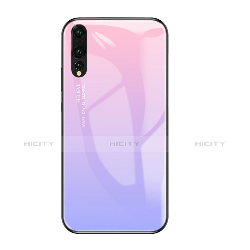 Carcasa Bumper Funda Silicona Espejo Gradiente Arco iris para Huawei P20 Pro Morado