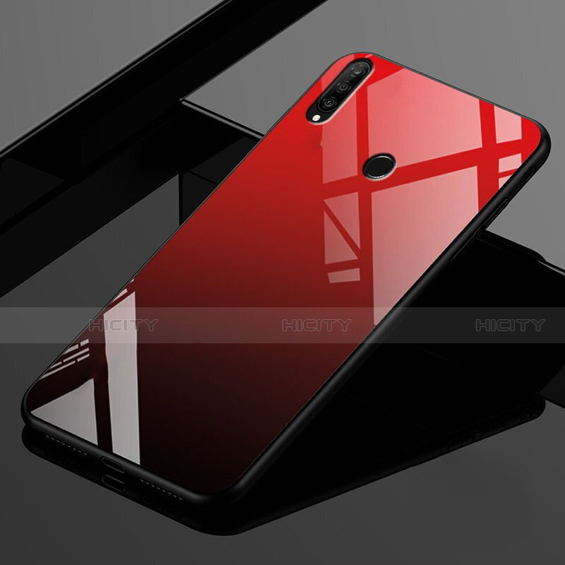 Carcasa Bumper Funda Silicona Espejo Gradiente Arco iris para Huawei P30 Lite XL Rojo