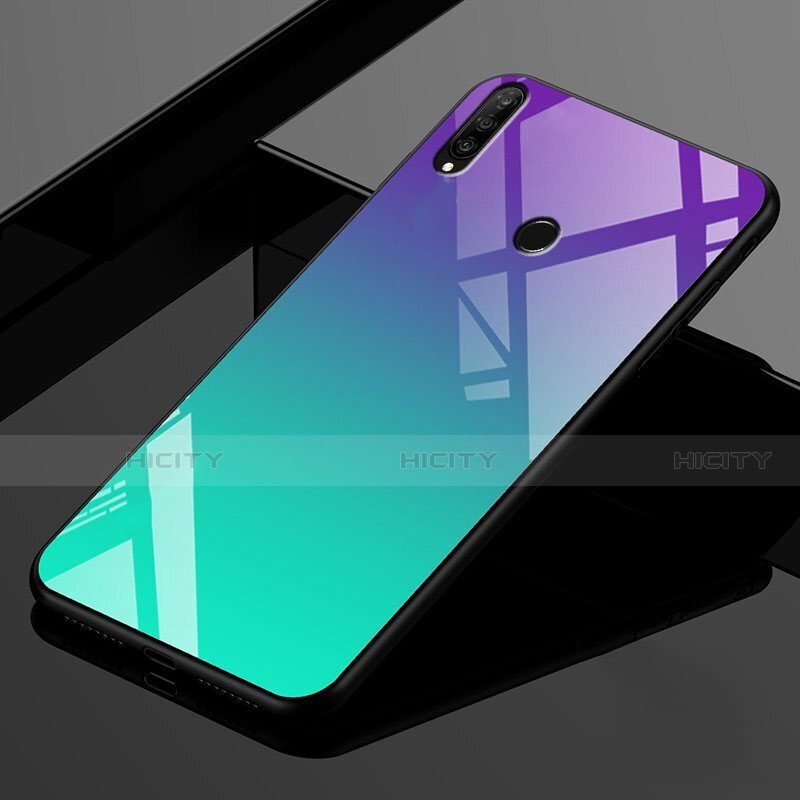 Carcasa Bumper Funda Silicona Espejo Gradiente Arco iris para Huawei P30 Lite XL Verde