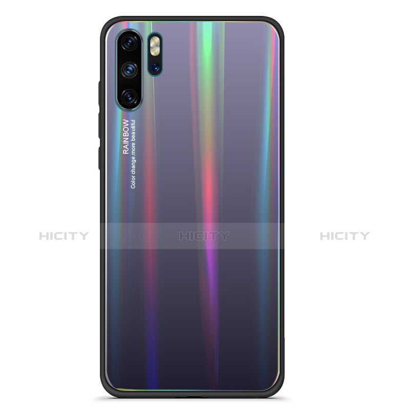 Carcasa Bumper Funda Silicona Espejo Gradiente Arco iris para Huawei P30 Pro New Edition Gris