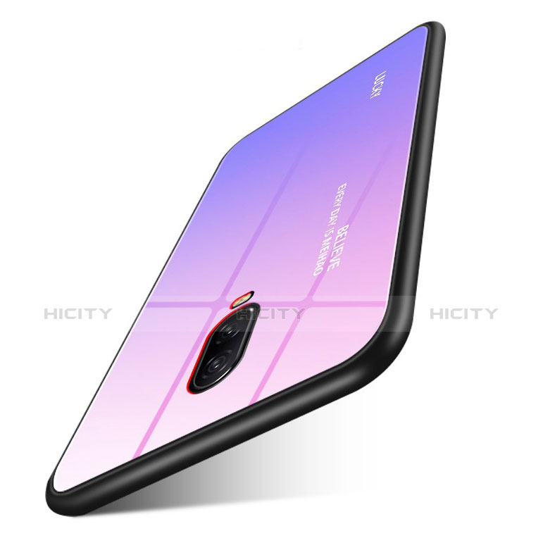 Carcasa Bumper Funda Silicona Espejo Gradiente Arco iris para OnePlus 6T