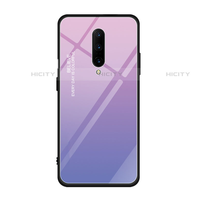 Carcasa Bumper Funda Silicona Espejo Gradiente Arco iris para OnePlus 7 Pro Morado