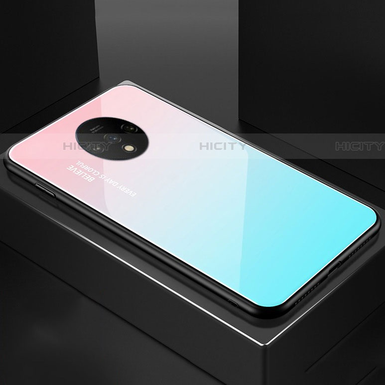 Carcasa Bumper Funda Silicona Espejo Gradiente Arco iris para OnePlus 7T Multicolor