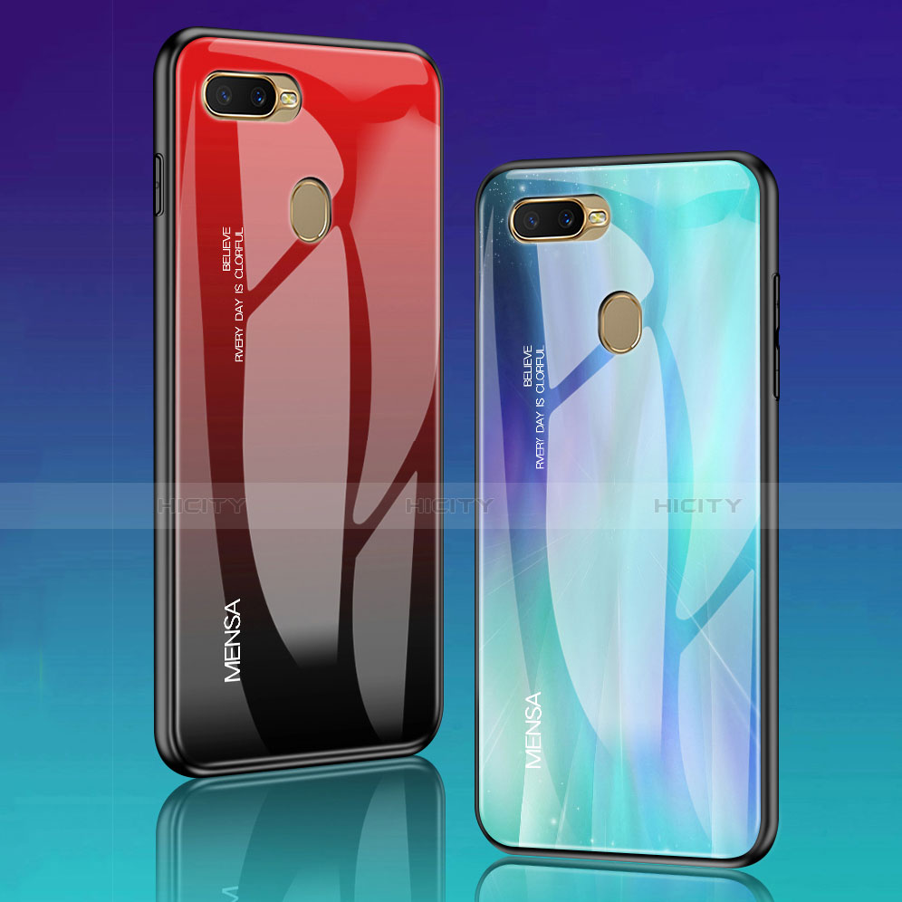 Carcasa Bumper Funda Silicona Espejo Gradiente Arco iris para Oppo A7