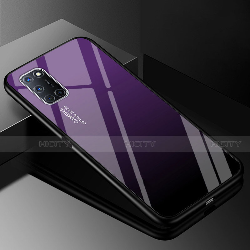 Carcasa Bumper Funda Silicona Espejo Gradiente Arco iris para Oppo A72 Morado