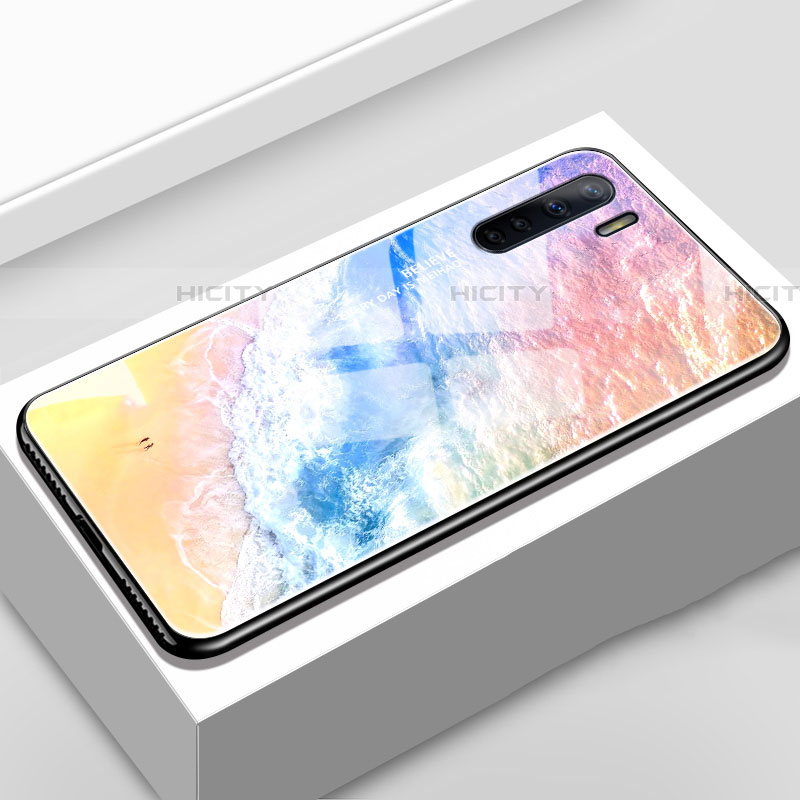 Carcasa Bumper Funda Silicona Espejo Gradiente Arco iris para Oppo A91 Naranja