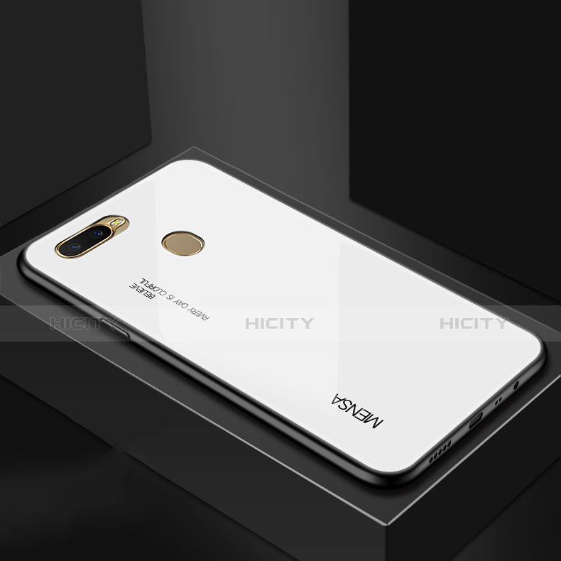 Carcasa Bumper Funda Silicona Espejo Gradiente Arco iris para Oppo AX7 Blanco