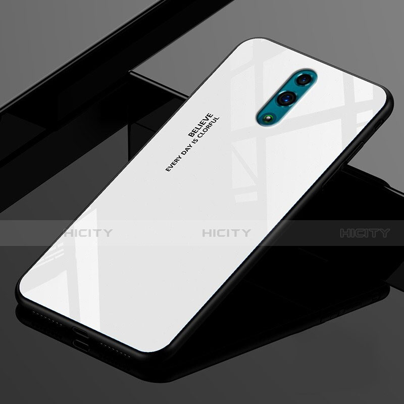 Carcasa Bumper Funda Silicona Espejo Gradiente Arco iris para Oppo K3 Blanco