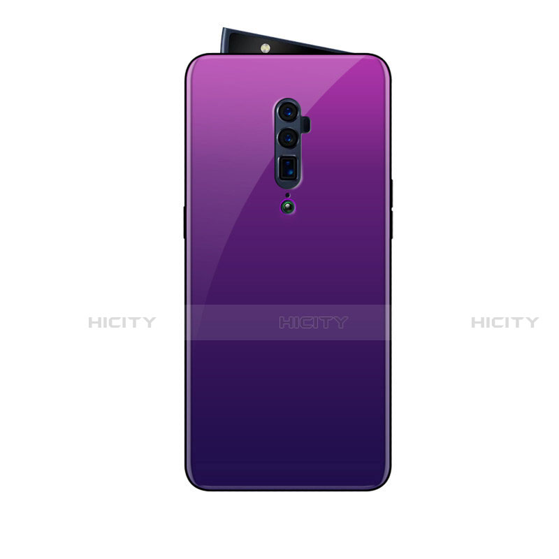 Carcasa Bumper Funda Silicona Espejo Gradiente Arco iris para Oppo Reno 10X Zoom Morado