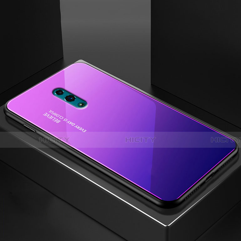 Carcasa Bumper Funda Silicona Espejo Gradiente Arco iris para Oppo Reno Morado