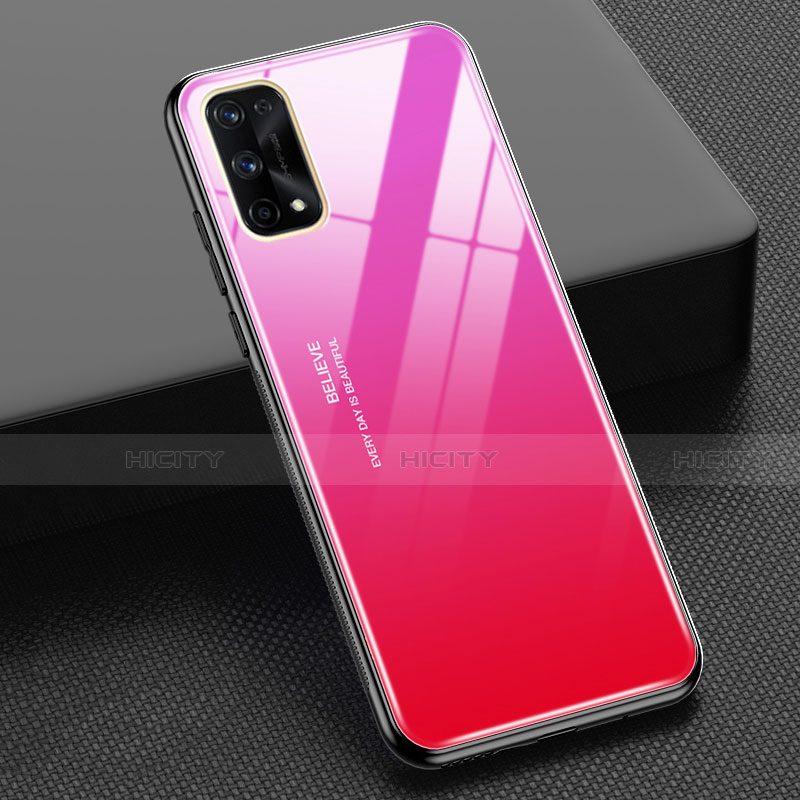 Carcasa Bumper Funda Silicona Espejo Gradiente Arco iris para Realme X7 Pro 5G Rojo