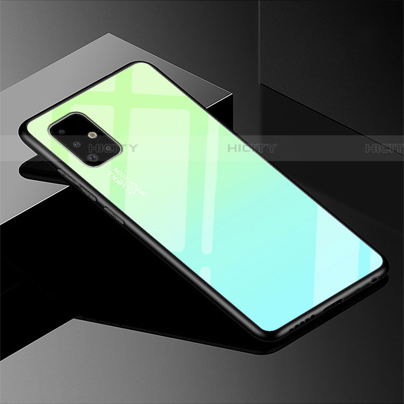 Carcasa Bumper Funda Silicona Espejo Gradiente Arco iris para Samsung Galaxy A51 5G Verde