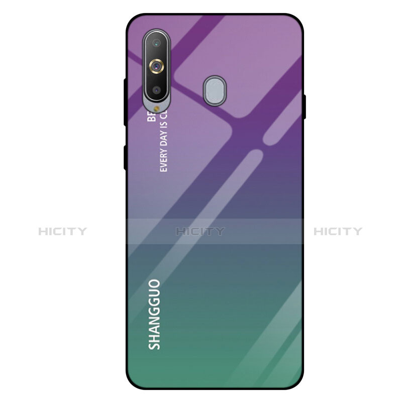 Carcasa Bumper Funda Silicona Espejo Gradiente Arco iris para Samsung Galaxy A8s SM-G8870 Verde