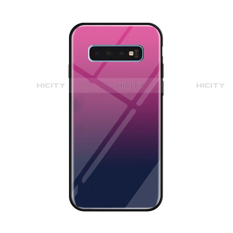 Carcasa Bumper Funda Silicona Espejo Gradiente Arco iris para Samsung Galaxy S10 5G Morado