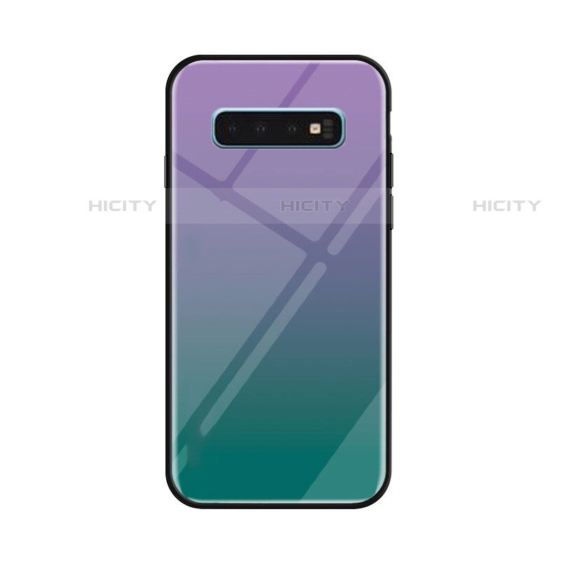 Carcasa Bumper Funda Silicona Espejo Gradiente Arco iris para Samsung Galaxy S10 5G Verde