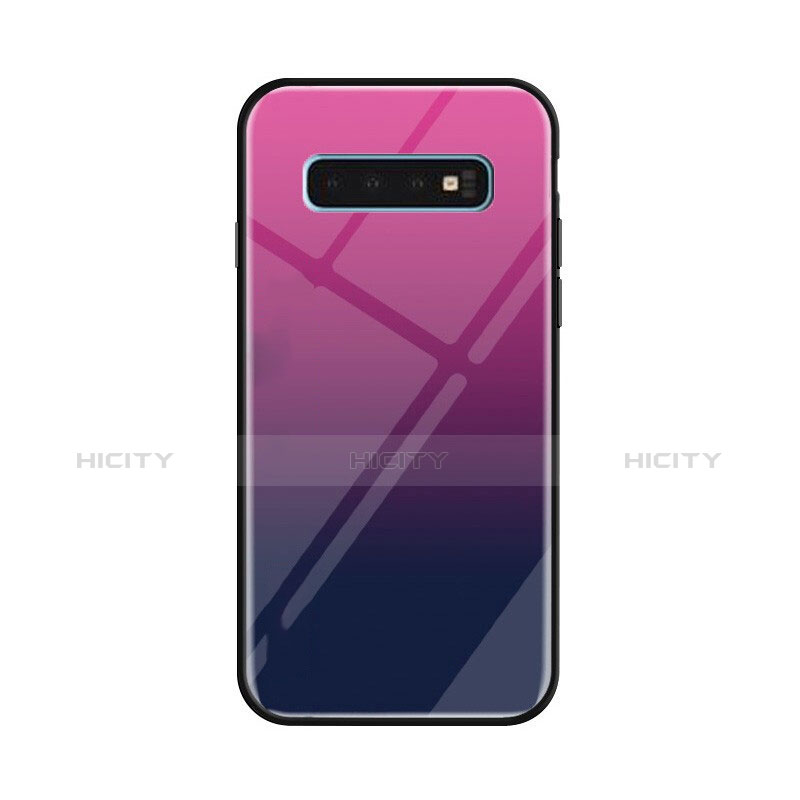 Carcasa Bumper Funda Silicona Espejo Gradiente Arco iris para Samsung Galaxy S10 Plus Morado