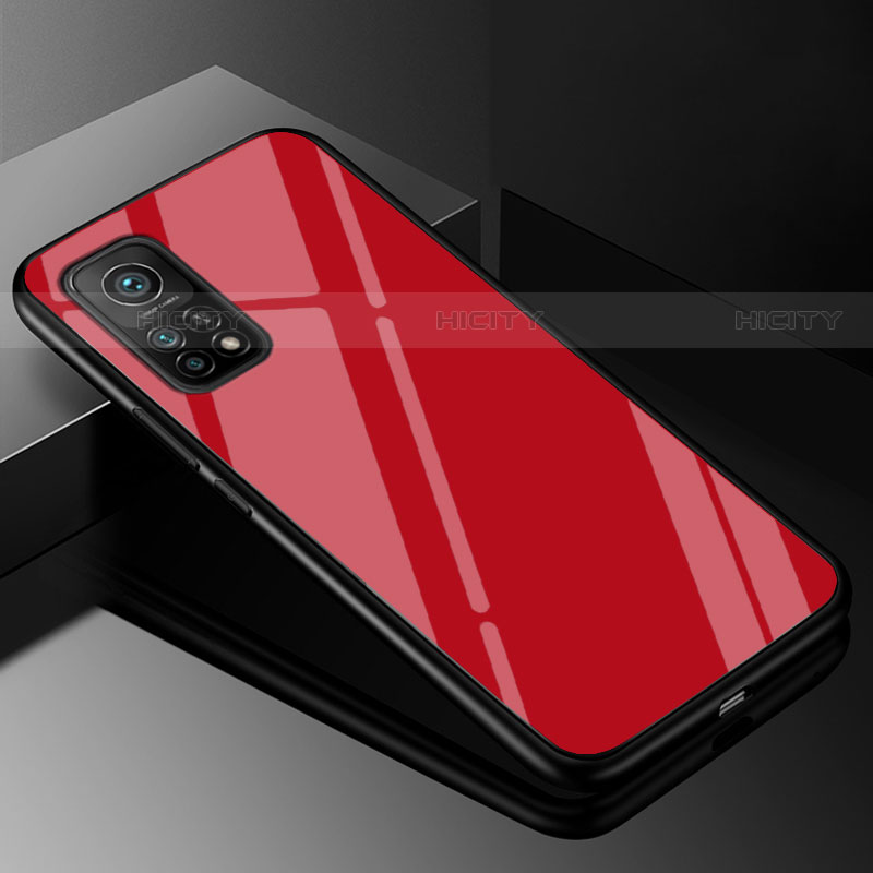 Carcasa Bumper Funda Silicona Espejo Gradiente Arco iris para Xiaomi Mi 10T Pro 5G Rojo