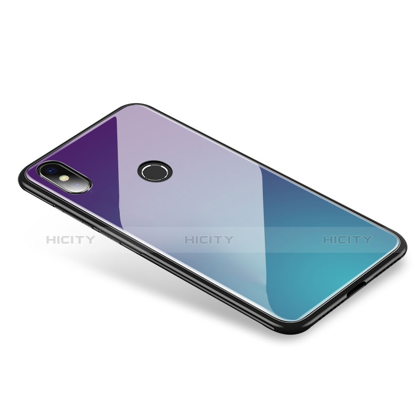 Carcasa Bumper Funda Silicona Espejo Gradiente Arco iris para Xiaomi Mi 8 Morado