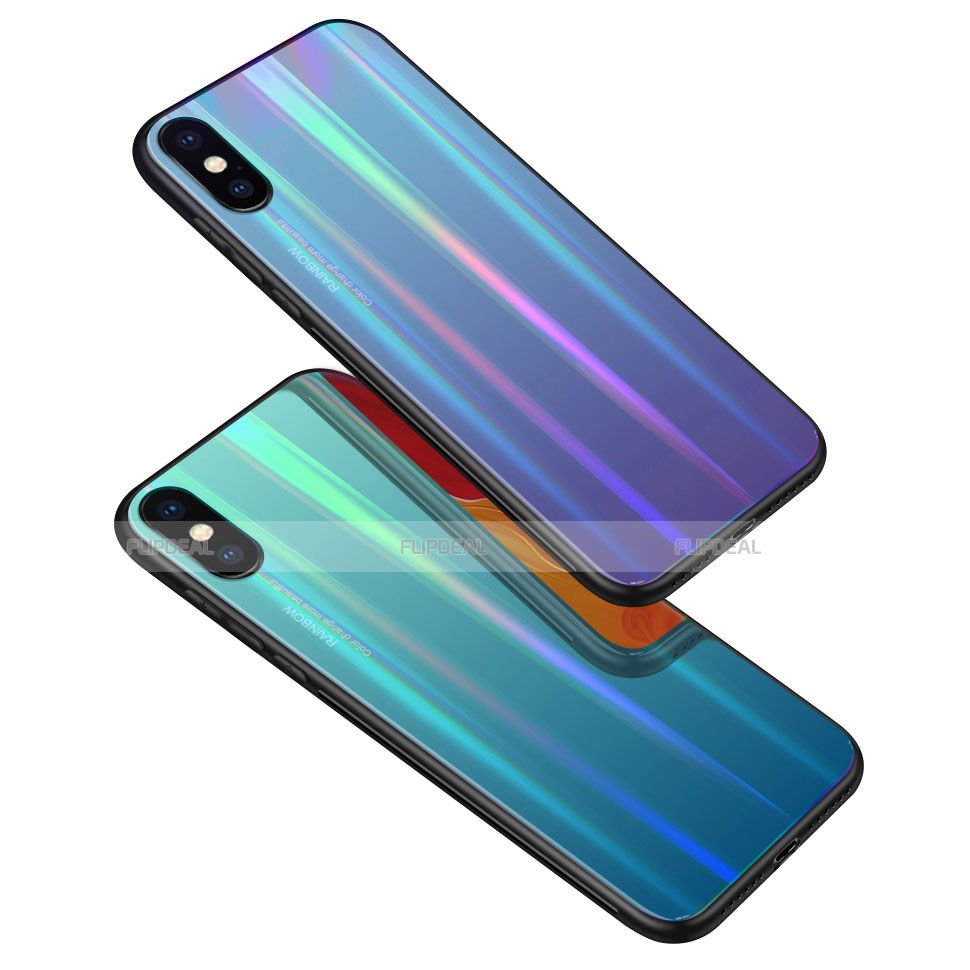 Carcasa Bumper Funda Silicona Espejo Gradiente Arco iris para Xiaomi Mi 8 Pro Global Version