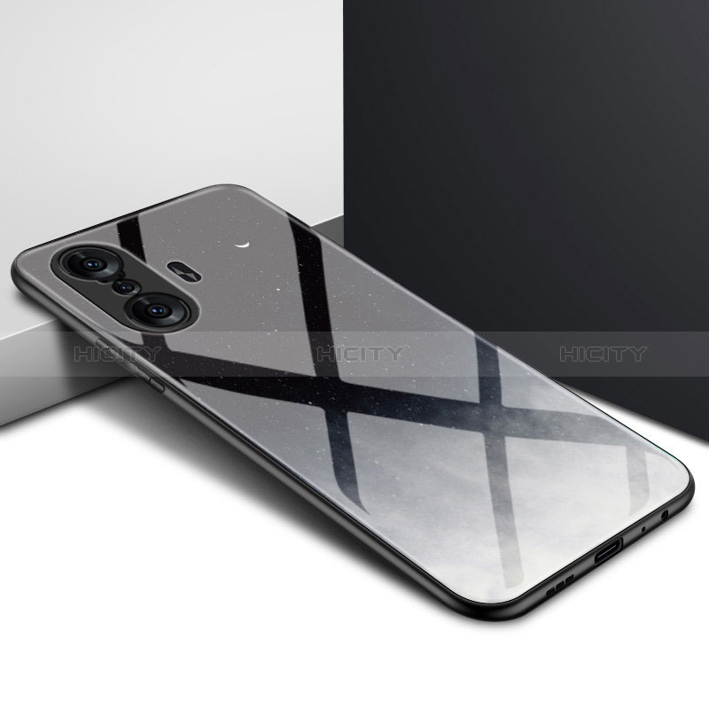 Carcasa Bumper Funda Silicona Espejo Gradiente Arco iris para Xiaomi Poco F3 GT 5G Gris Oscuro