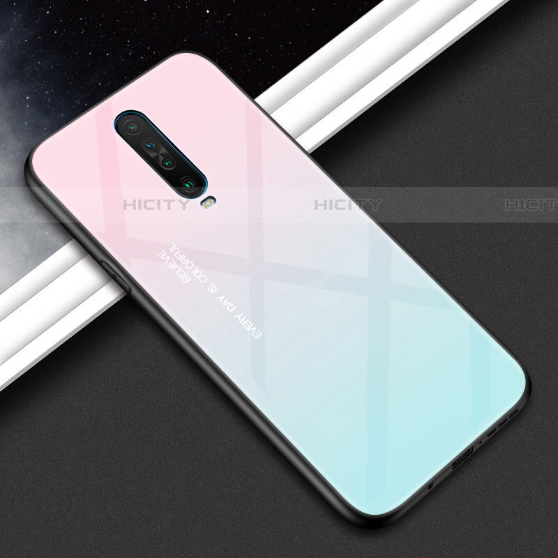 Carcasa Bumper Funda Silicona Espejo Gradiente Arco iris para Xiaomi Poco X2 Rosa