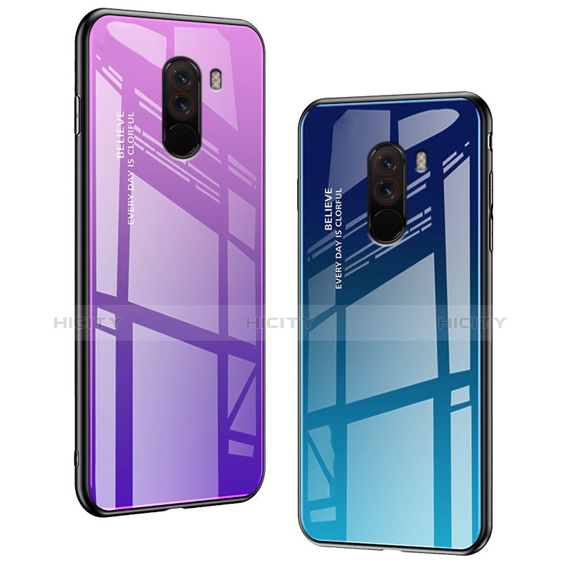 Carcasa Bumper Funda Silicona Espejo Gradiente Arco iris para Xiaomi Pocophone F1