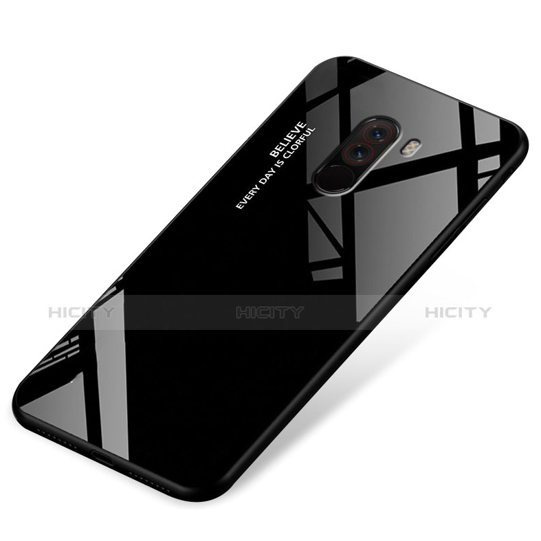 Carcasa Bumper Funda Silicona Espejo Gradiente Arco iris para Xiaomi Pocophone F1 Negro