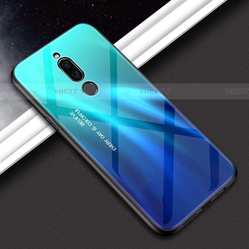 Carcasa Bumper Funda Silicona Espejo Gradiente Arco iris para Xiaomi Redmi 8 Azul Cielo