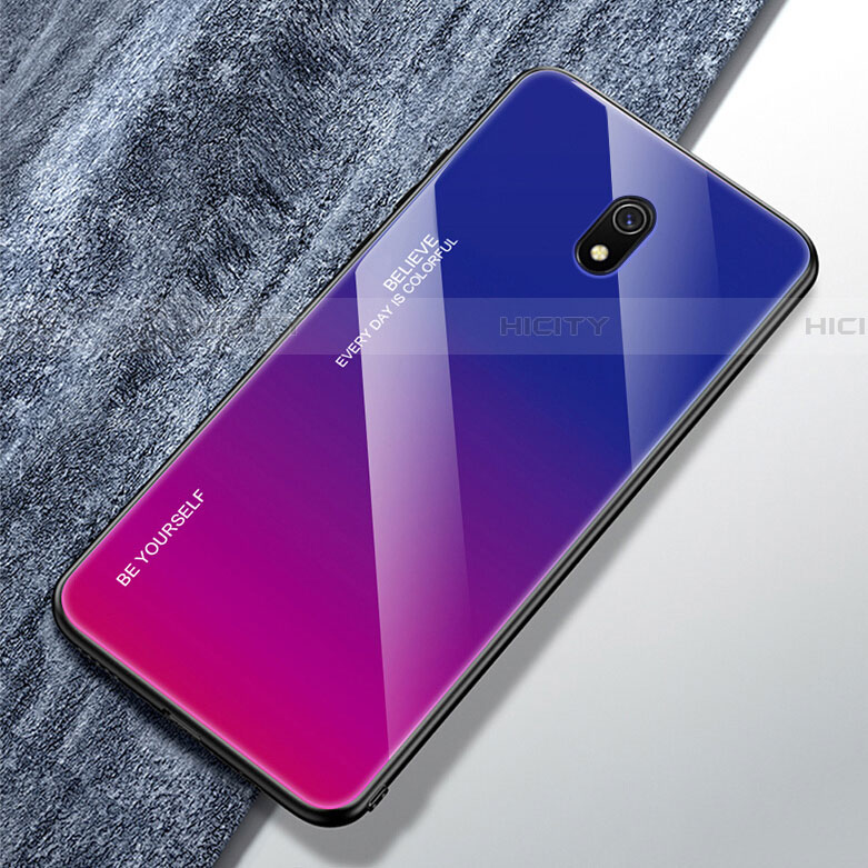 Carcasa Bumper Funda Silicona Espejo Gradiente Arco iris para Xiaomi Redmi 8A Morado