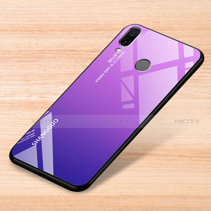 Carcasa Bumper Funda Silicona Espejo Gradiente Arco iris para Xiaomi Redmi Note 7 Pro Morado