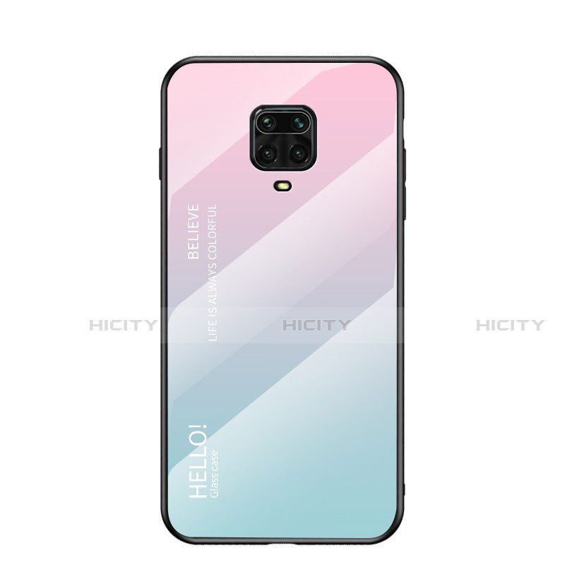 Carcasa Bumper Funda Silicona Espejo Gradiente Arco iris para Xiaomi Redmi Note 9 Pro Max Cian