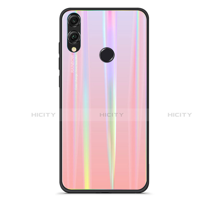 Carcasa Bumper Funda Silicona Espejo Gradiente Arco iris R01 para Huawei Honor View 10 Lite Oro Rosa