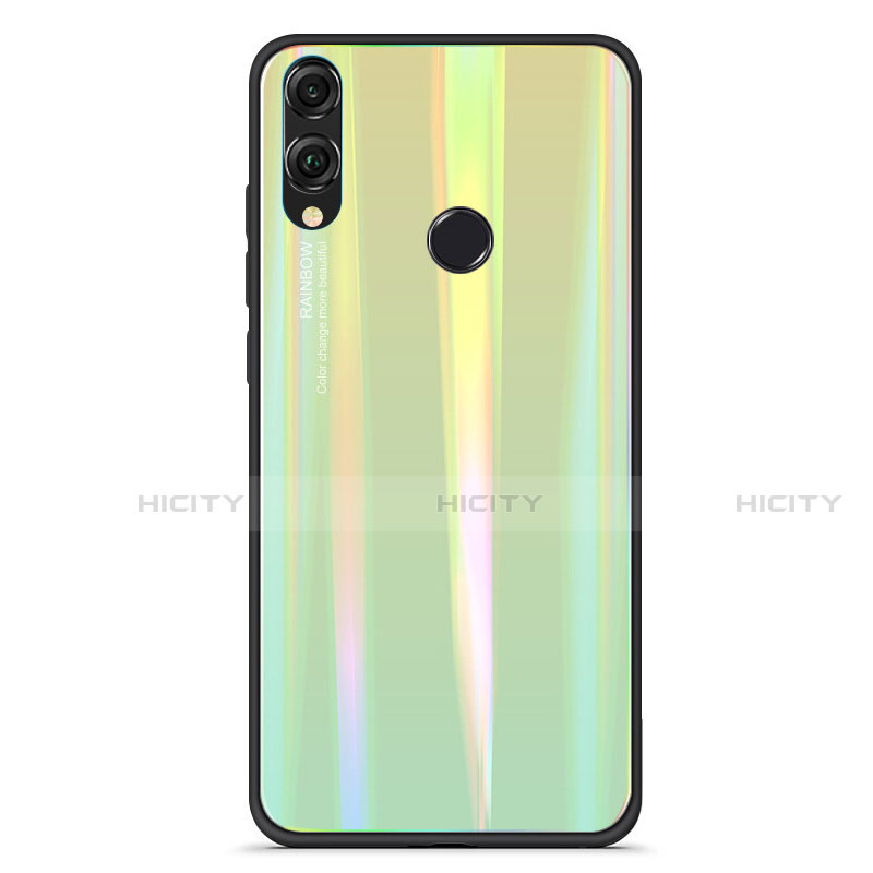 Carcasa Bumper Funda Silicona Espejo Gradiente Arco iris R01 para Huawei Honor View 10 Lite Verde