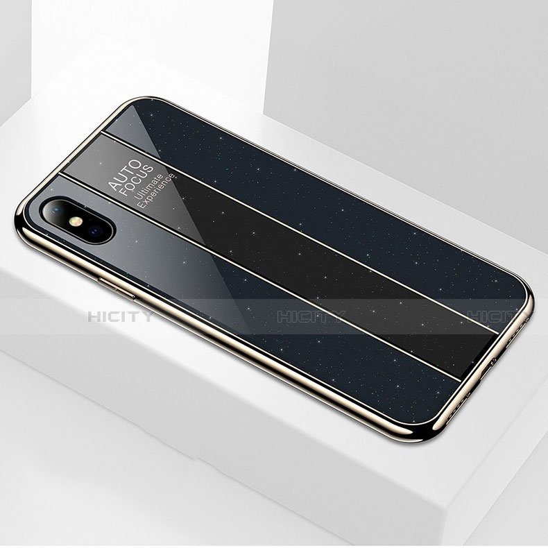 Carcasa Bumper Funda Silicona Espejo M01 para Apple iPhone X Negro