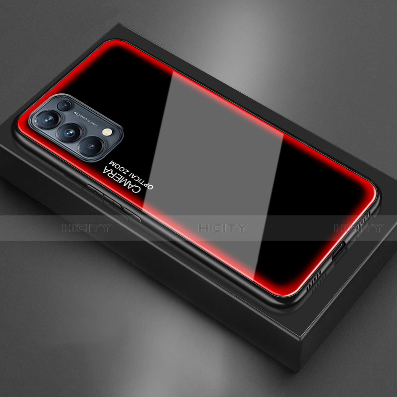 Carcasa Bumper Funda Silicona Espejo M01 para Oppo Reno5 Pro 5G Rojo