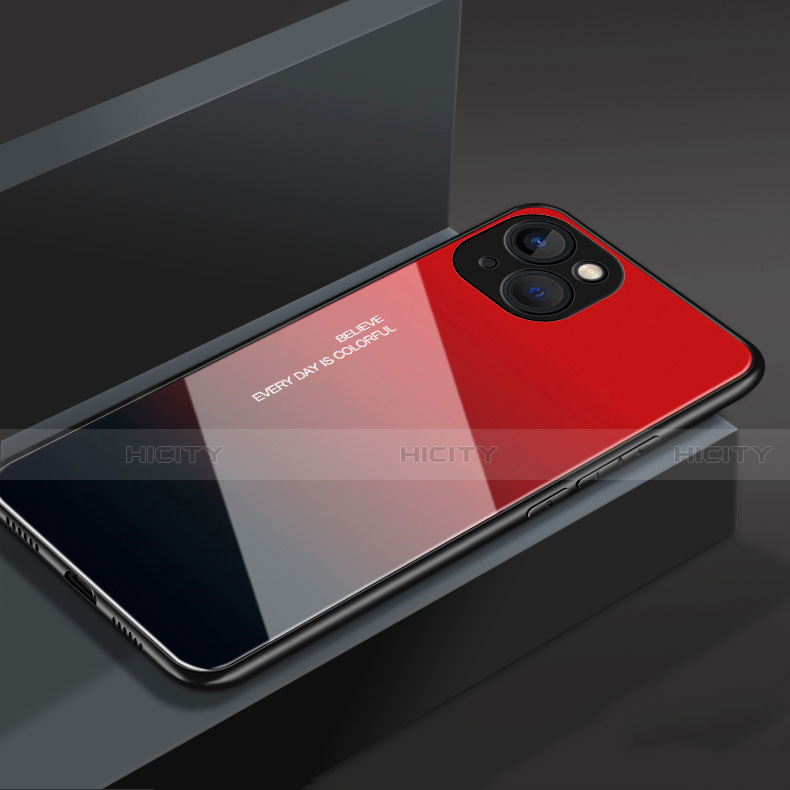 Carcasa Bumper Funda Silicona Espejo M02 para Apple iPhone 14 Rojo