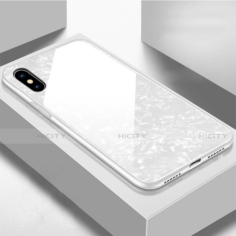 Carcasa Bumper Funda Silicona Espejo para Apple iPhone X Blanco