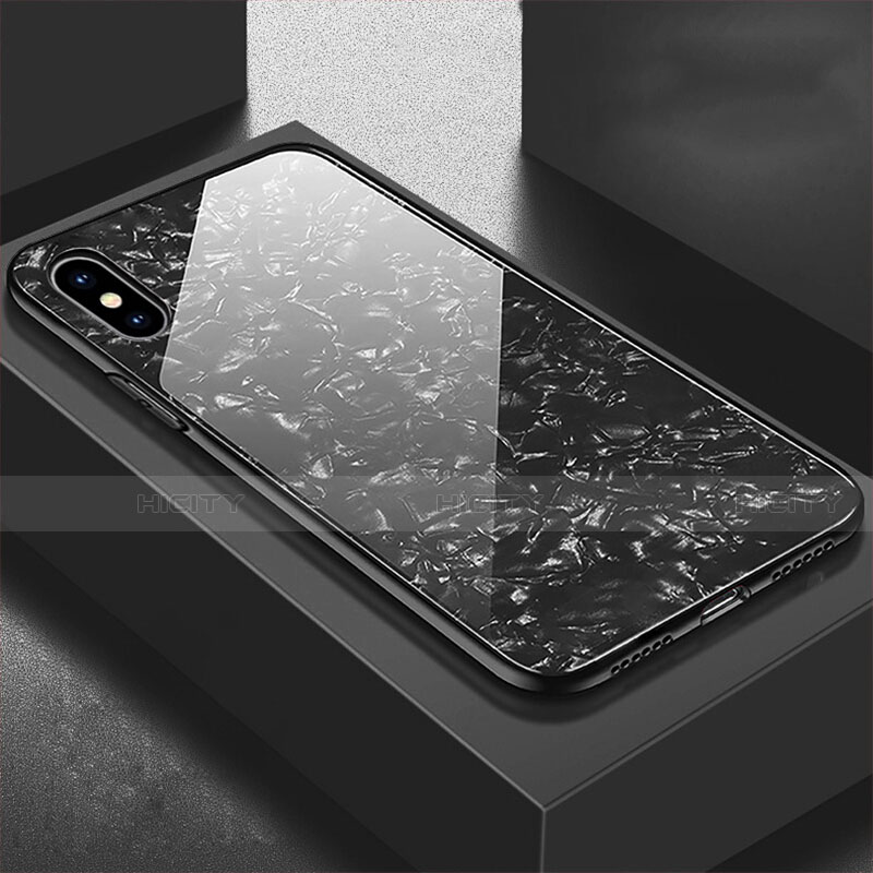 Carcasa Bumper Funda Silicona Espejo para Apple iPhone X Negro