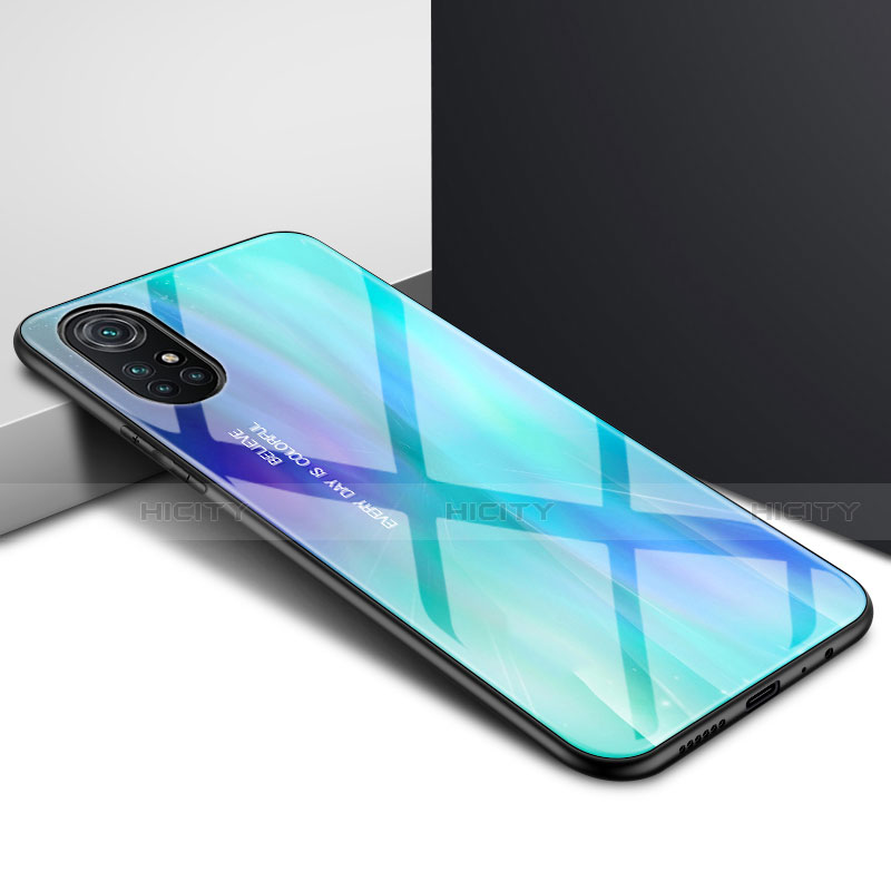 Carcasa Bumper Funda Silicona Espejo para Huawei Nova 8 Pro 5G Cian