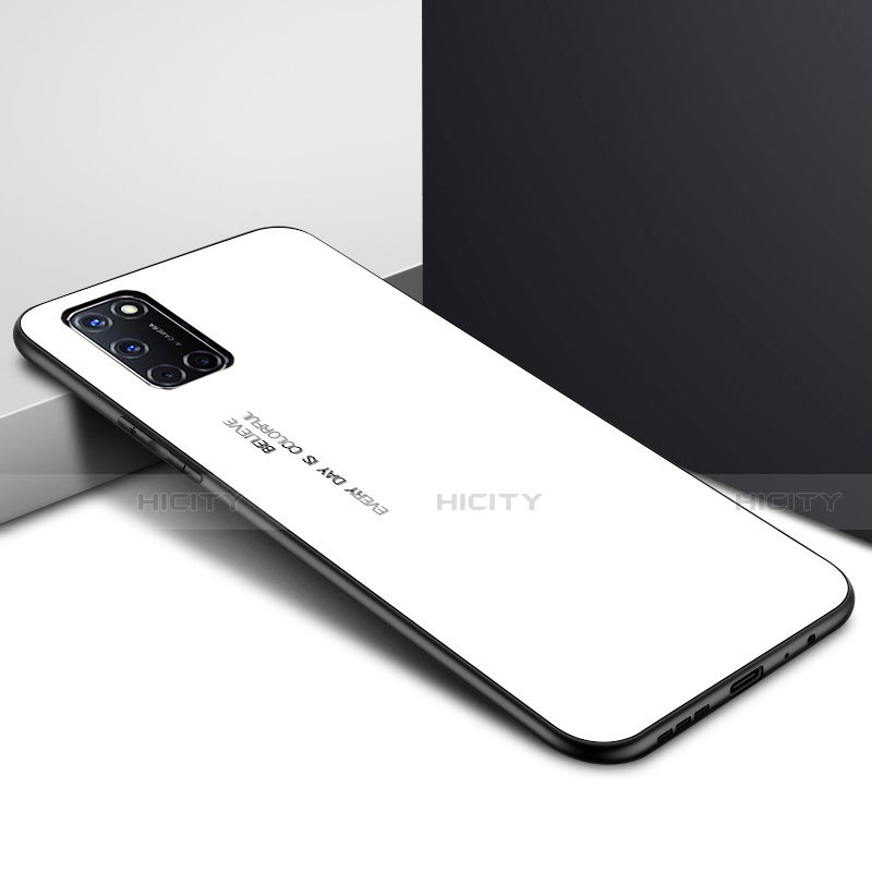 Carcasa Bumper Funda Silicona Espejo para Oppo A52 Blanco