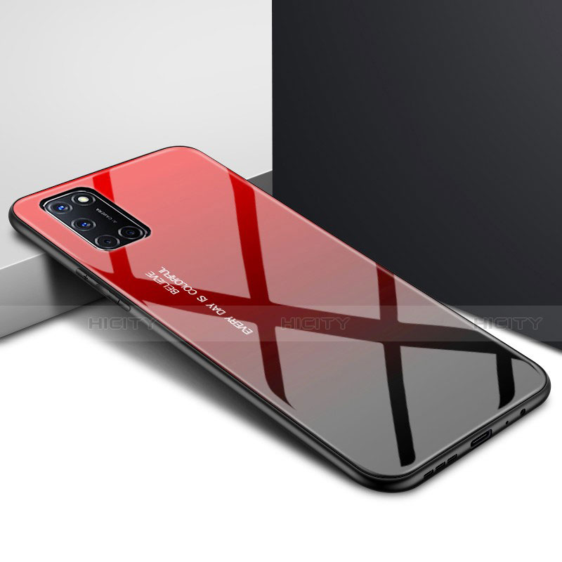 Carcasa Bumper Funda Silicona Espejo para Oppo A52 Rojo