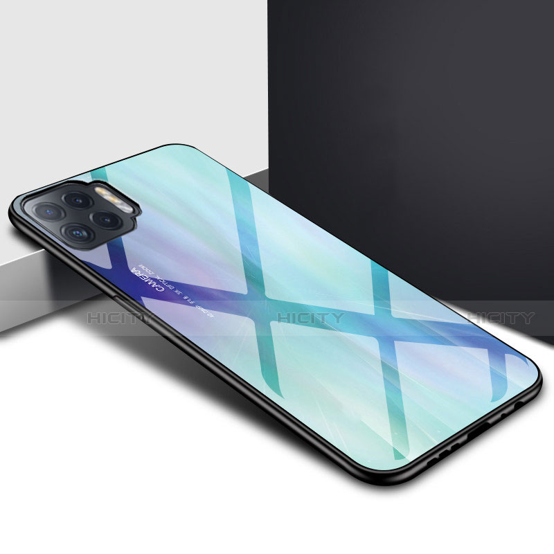 Carcasa Bumper Funda Silicona Espejo para Oppo F17 Pro Cian