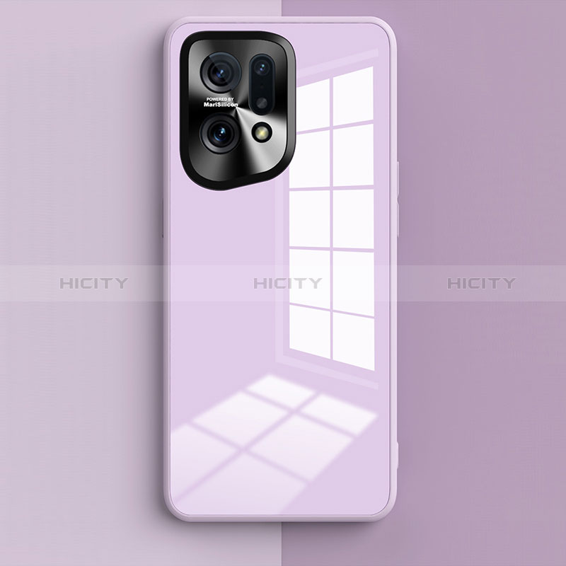 Carcasa Bumper Funda Silicona Espejo para Oppo Find X5 5G Purpura Claro