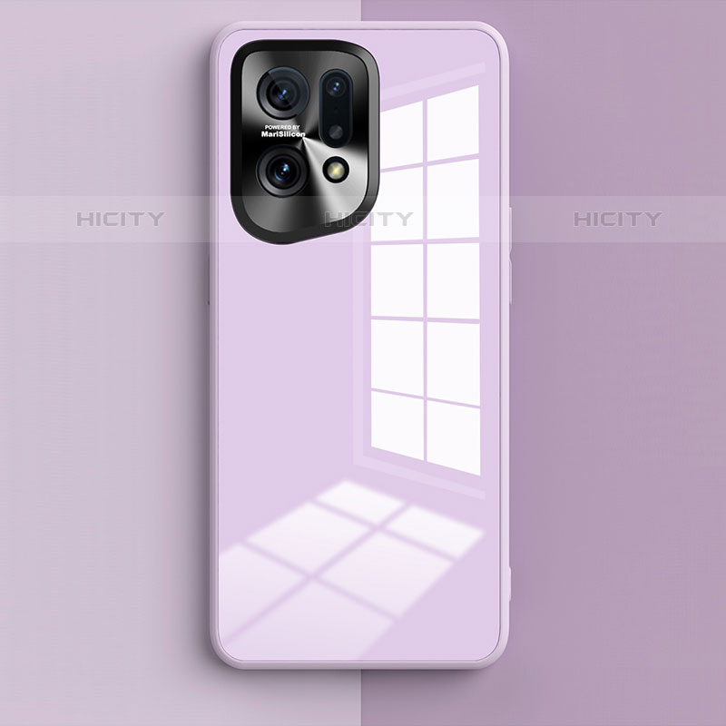 Carcasa Bumper Funda Silicona Espejo para Oppo Find X5 Pro 5G Purpura Claro