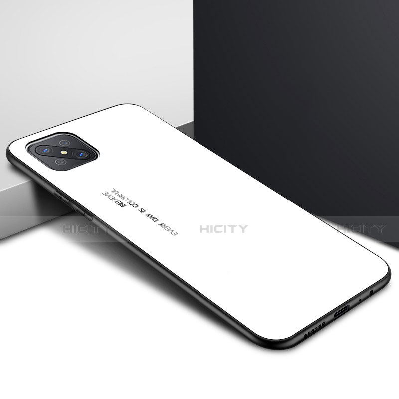 Carcasa Bumper Funda Silicona Espejo para Oppo Reno4 Z 5G Blanco